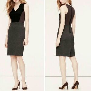 LOFT Women’s Colorblock Sheath Dress Herringbone Skirt 4 Gray Offce